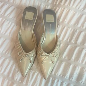 Dolce Vita Cream Mules with Bow Detail